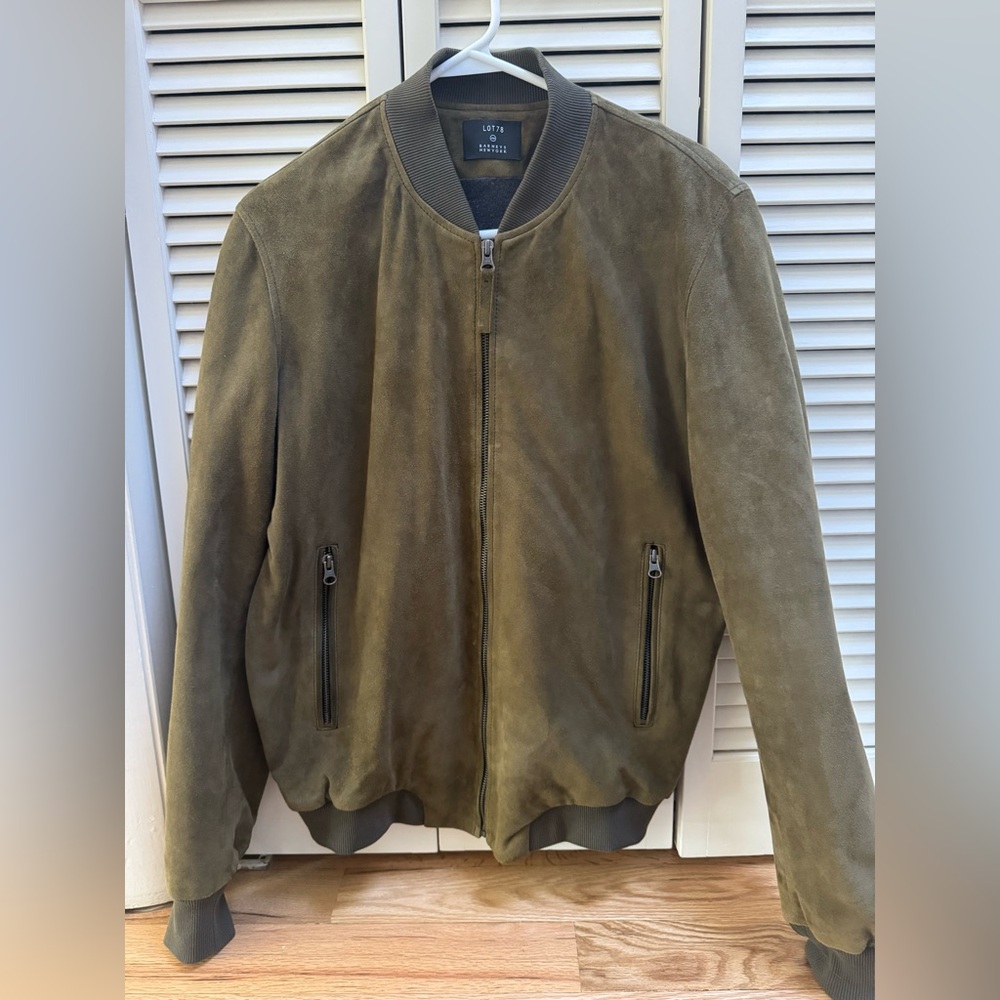 LOT 78 x BARNEYS NEW YORK men’s medium olive suede jacket